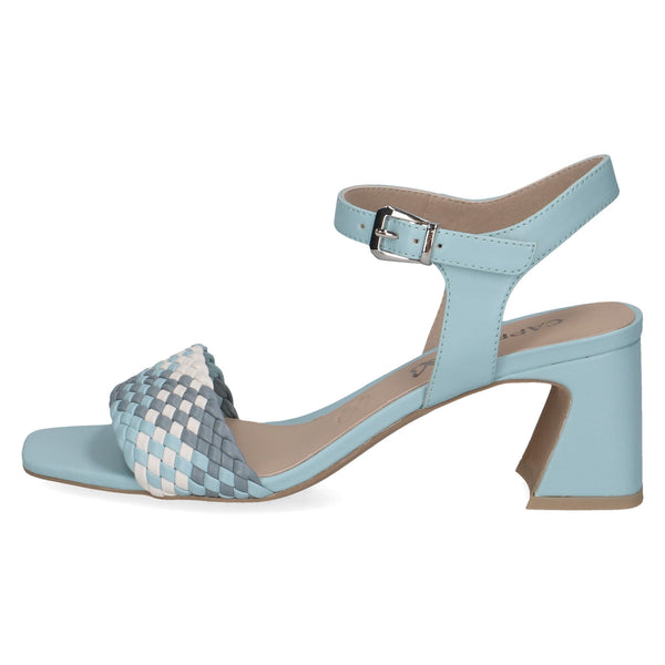 Caprice Light Blue with white. Block Heel Sandal.