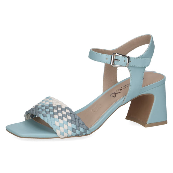 Caprice Light Blue with white. Block Heel Sandal.