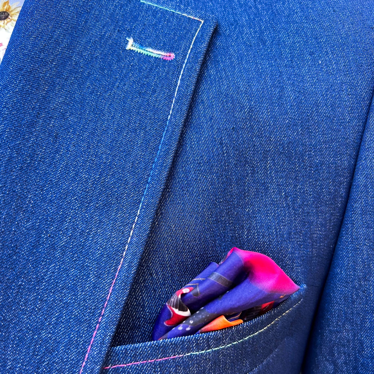Indigo Denim Look Multi-Stitch Blazer - CL2534