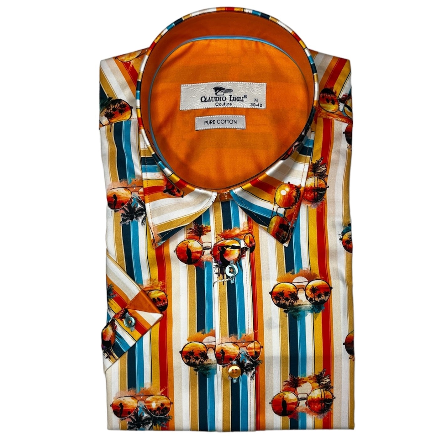 Men's Short Sleeve Retro Sunglasses Shirt