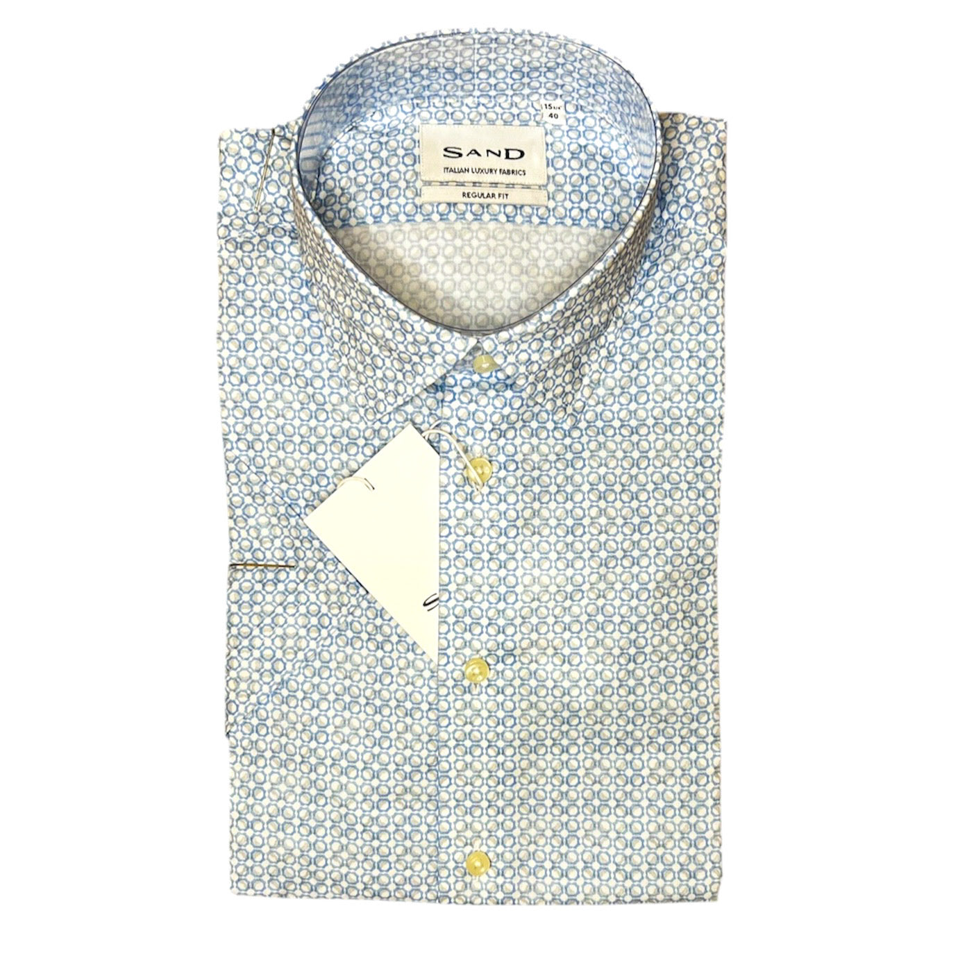 State Soft Blue Circle Print Short Sleeve Shirt