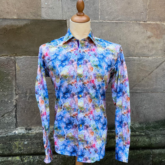 White Splash Floral Print Shirt - CP6996