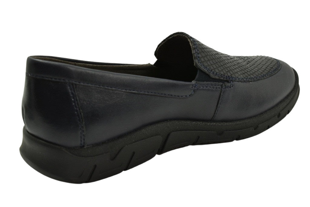 Caprice Navy Ocean Leather Loafer.