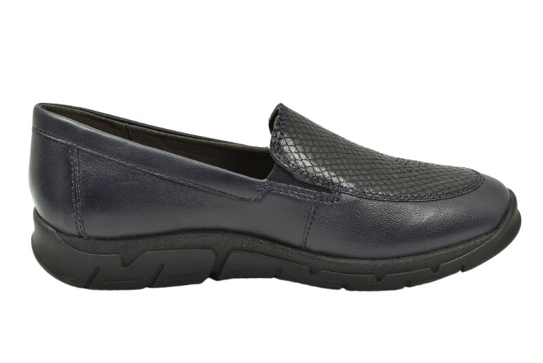 Caprice Navy Ocean Leather Loafer.