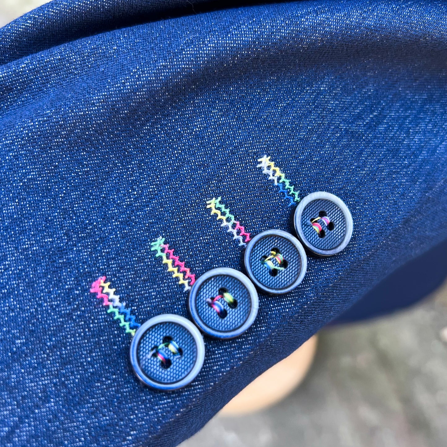 Indigo Denim Look Multi-Stitch Blazer - CL2534