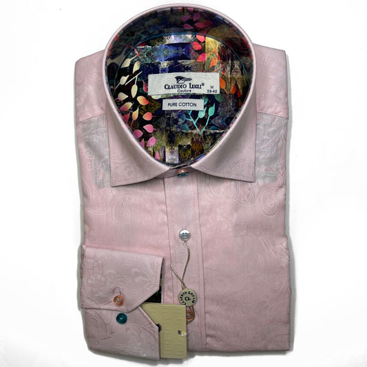 Claudio Lugli Men's "Pink Floral Jacquard" Shirt - CP6872