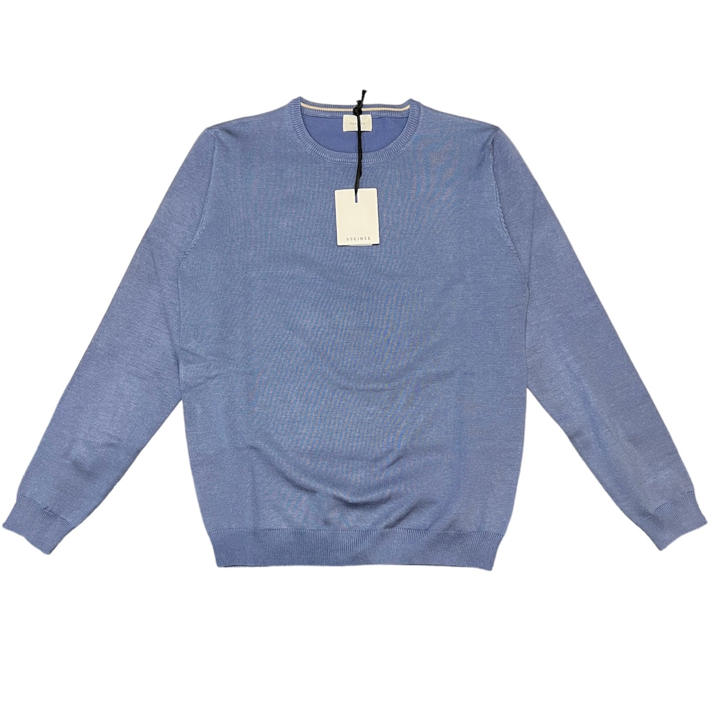 Mid Blue Fine Knit Crew-Neck Jumper