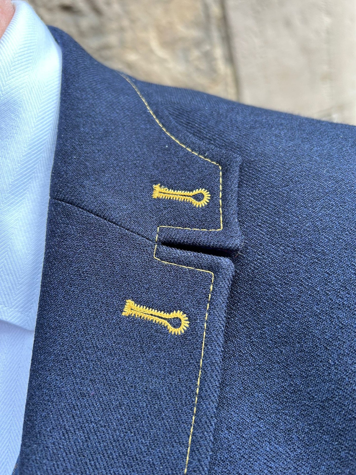 Navy Classic Contrast-Stitch Blazer - CL2533A