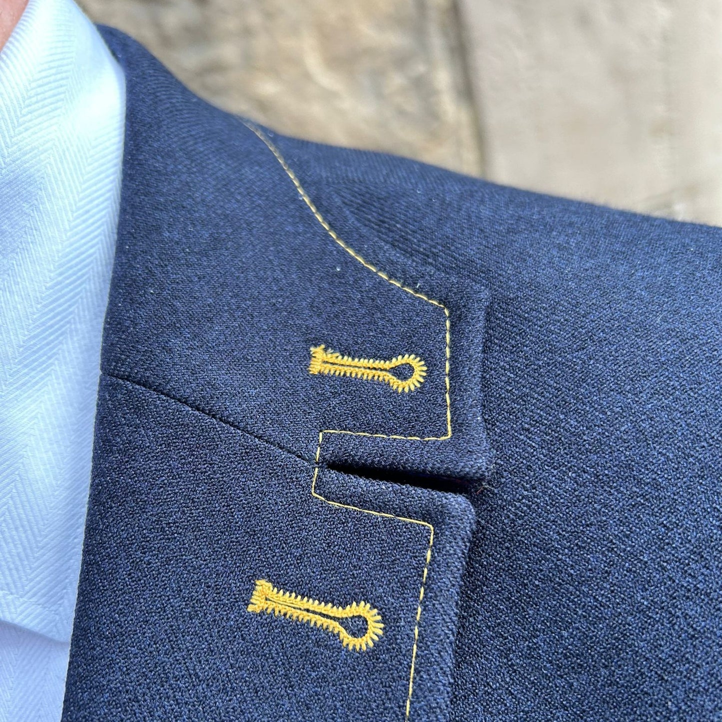 Navy Classic Contrast-Stitch Blazer - CL2533A