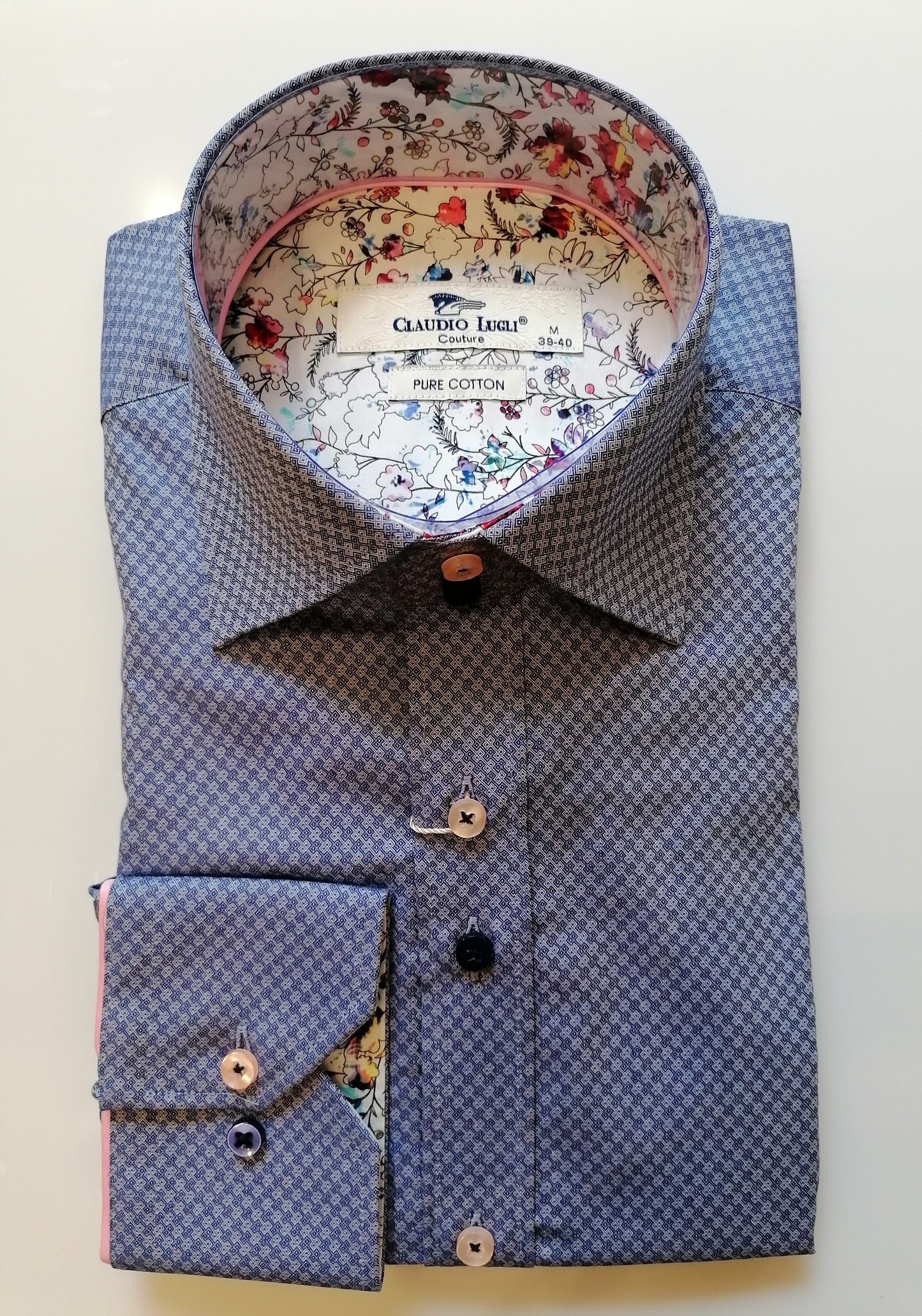 Classic Signature Navy Jacquard check Shirt - CP6994