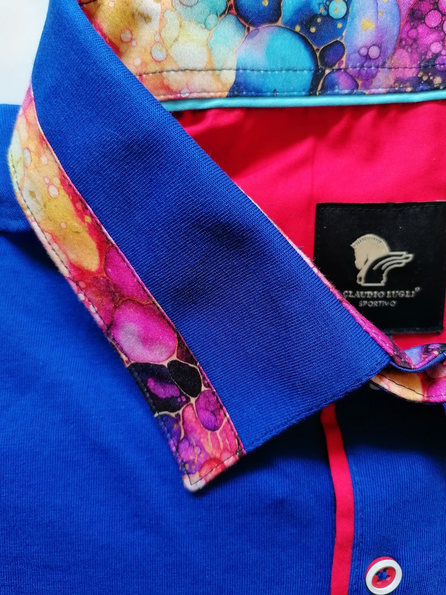 Men's Royal Blue Bubbles Trim Polo Shirt