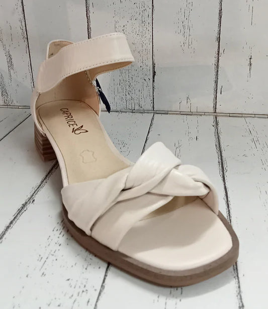 Caprice Off White Soft Leather Low Heel Sandal. Only sizes 3.5 left.