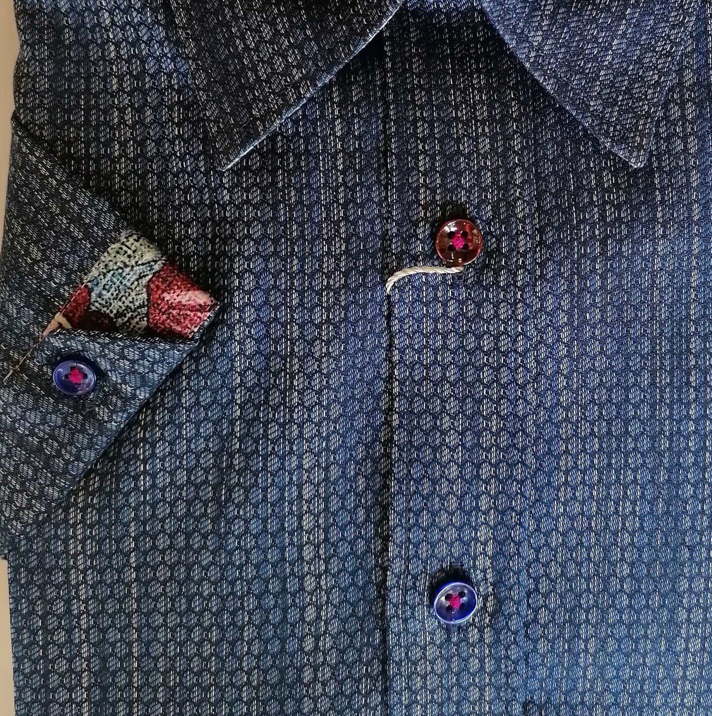 Indigo Textured Short Sleeve Shirt
