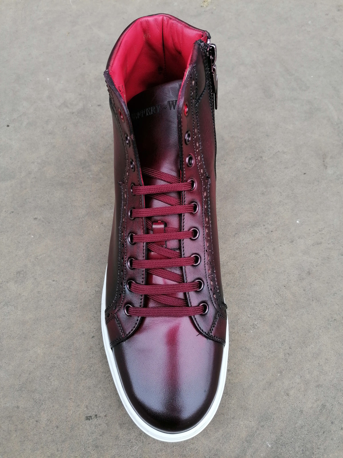 Jeffery West Apollo L061 Apolo Tormo Leather Hi-Top Trainer Wine.
