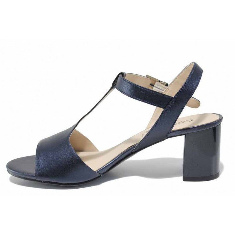 Caprice Ocean Perlato Leather Heeled Sandal. Only sizes 4.5 and 5.5 left.