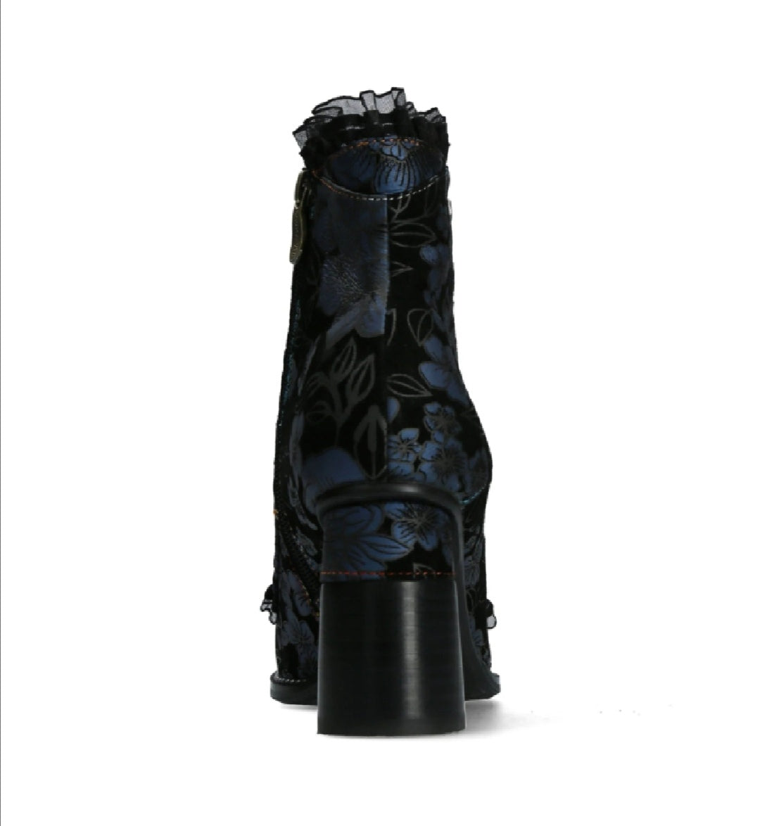 Laura Vita Gucstoo 11 Marine Blue Bleu Frill Lace Up Heeled Ankle Boot.