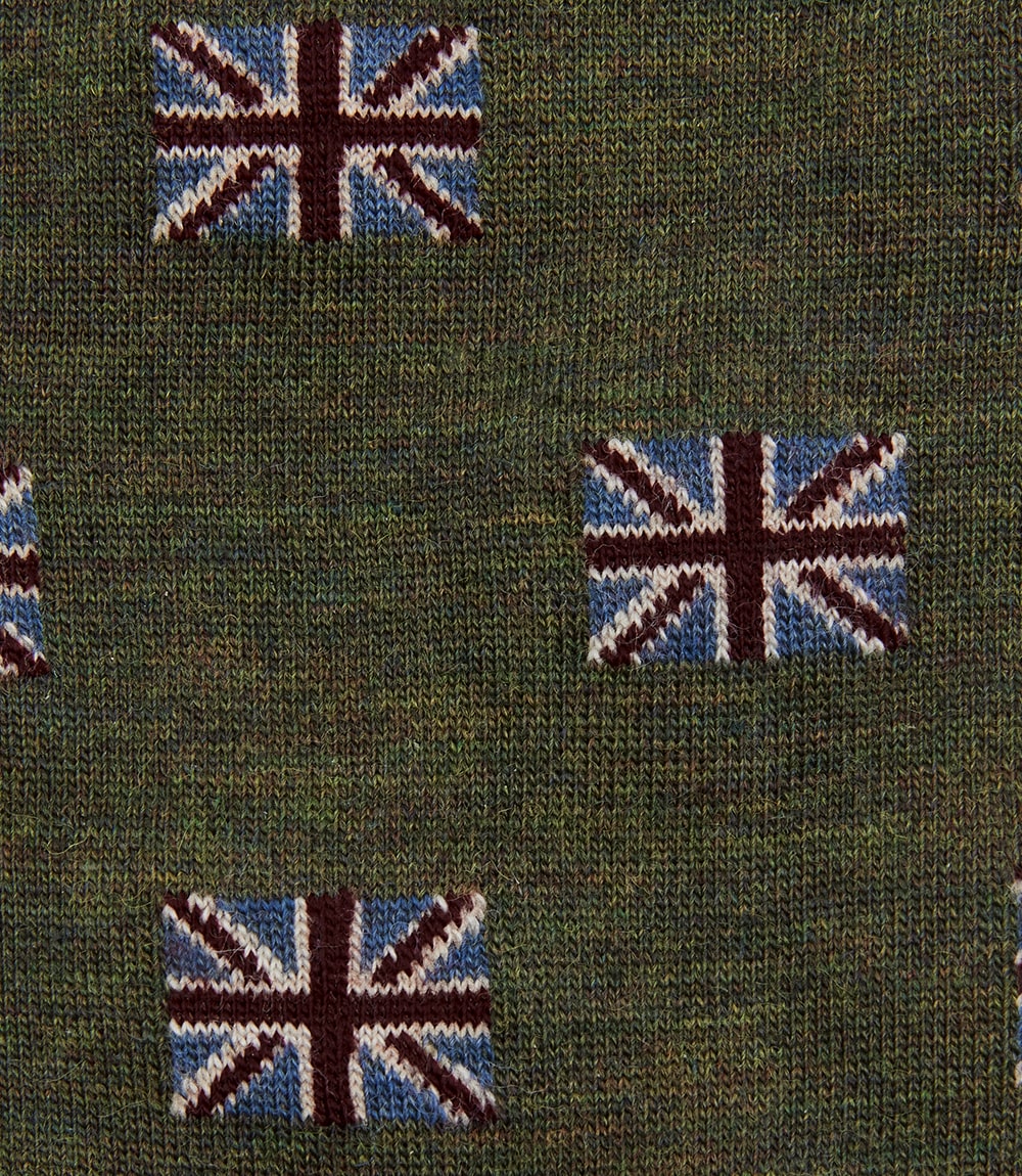 Loake Union Jack Wool Socks Olive
