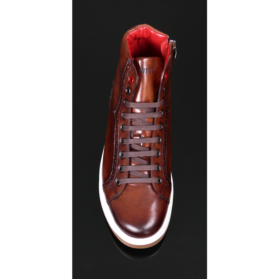 Jeffery West Apollo L061 Apolo Tormo Leather Hi-Top Trainer Washed Brown.