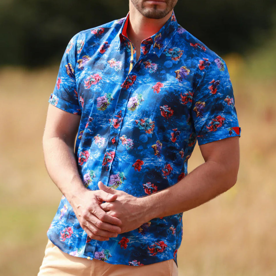 Navy Tropical Fish Shirt - CP6479