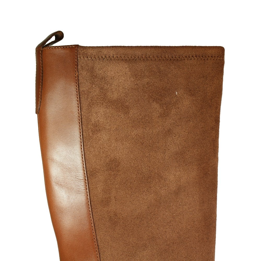 Caprice Cognac Comb Leather/Suede Block Heel Long Boot. Only sizes 4 and 6.5 left