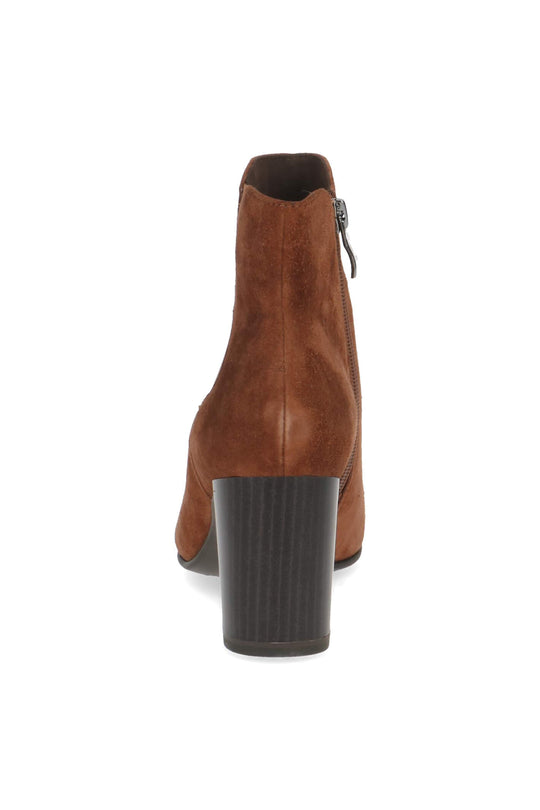 Caprice Cognac Suede Heeled Ankle Boot.