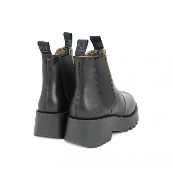 Fly London Medi789 Rug Black with Red stitching Chelsea boot. Only 3 and 9 left