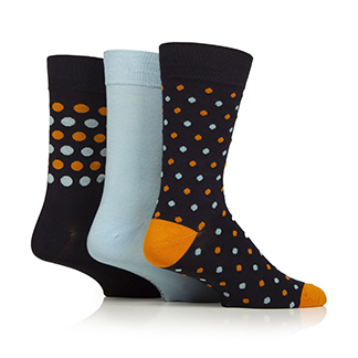 Glenmuir 1891 Bamboo Socks, Jacquard Navy/Orange/Blue