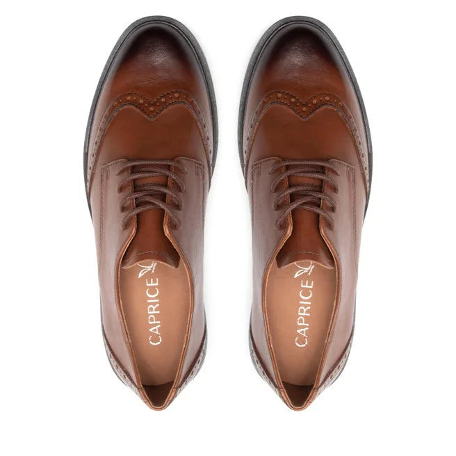 Caprice Cognac Lace up Brogue shoe. Only size 4.5 left.