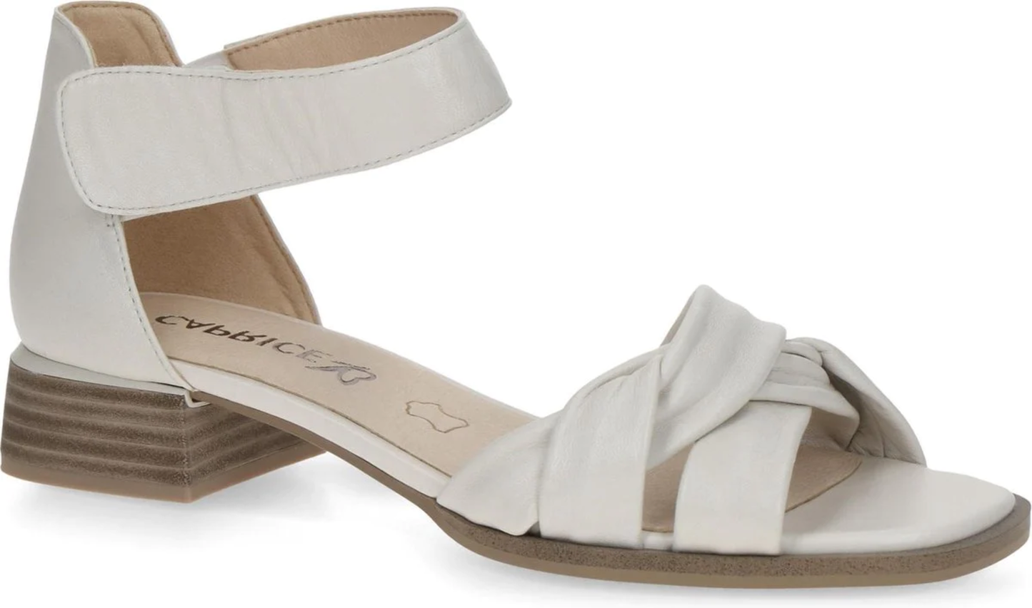 Caprice Off White Soft Leather Low Heel Sandal. Only sizes 3.5 left.