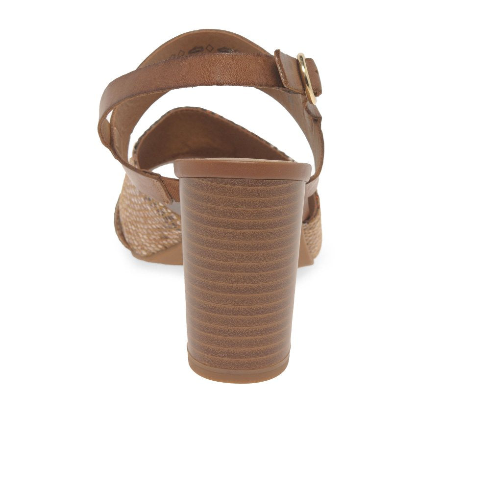 Caprice Cognac Snake Heeled Sandal Only 7.5 left