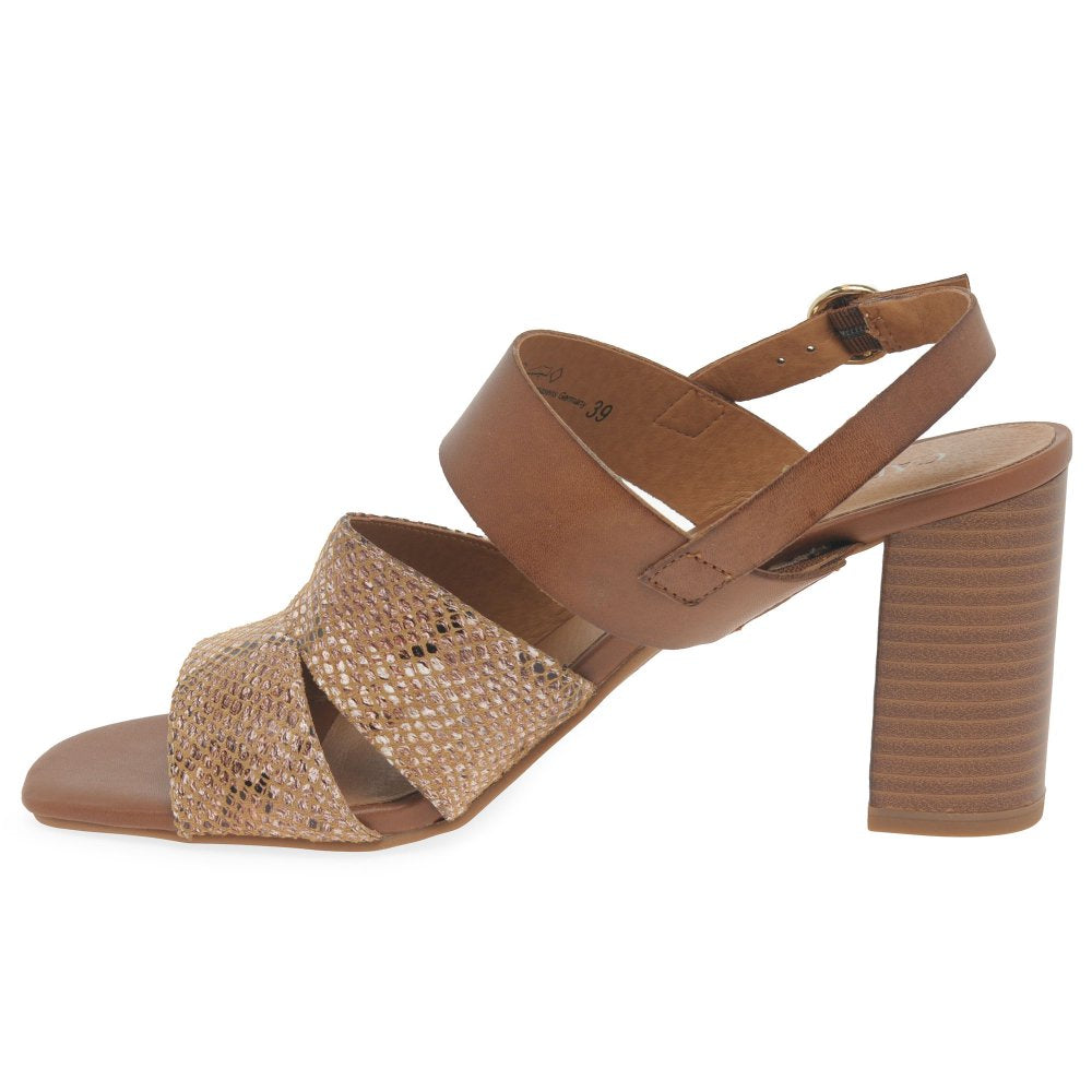 Caprice Cognac Snake Heeled Sandal Only 7.5 left