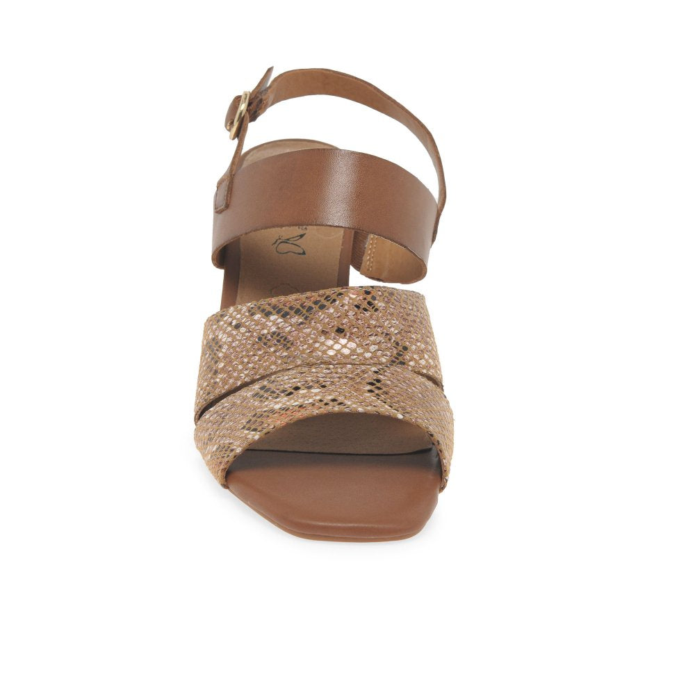 Caprice Cognac Snake Heeled Sandal Only 7.5 left