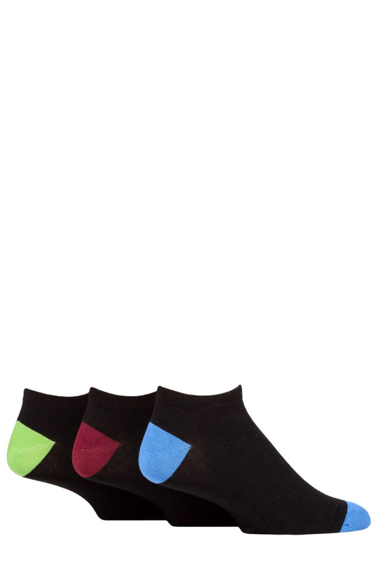 Men's Wild Feet Socks size 7-11 3 Pack Trainer Sock Black