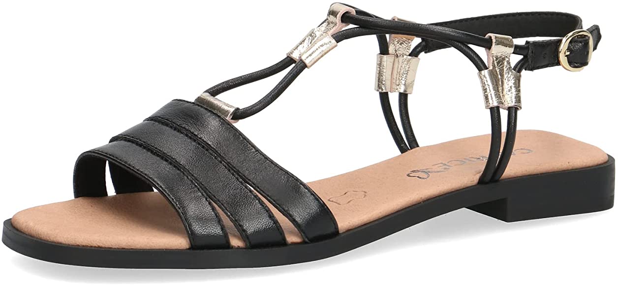 Caprice Black Comb leather Sandal. Only size 6.5 left.