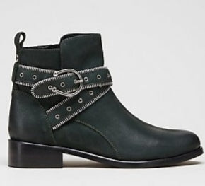 Moda In Pelle Bristina Green Leather Buckle Ankle boot Only size 3 and 8 left