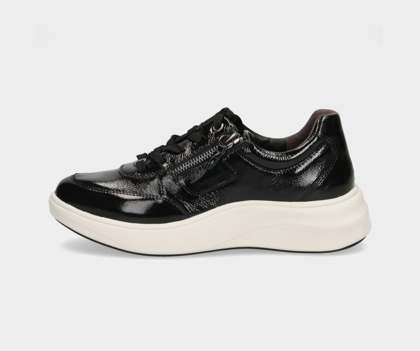 Caprice Patent Black leather Lace up side zip trainer Only size 3.5 and 5 left