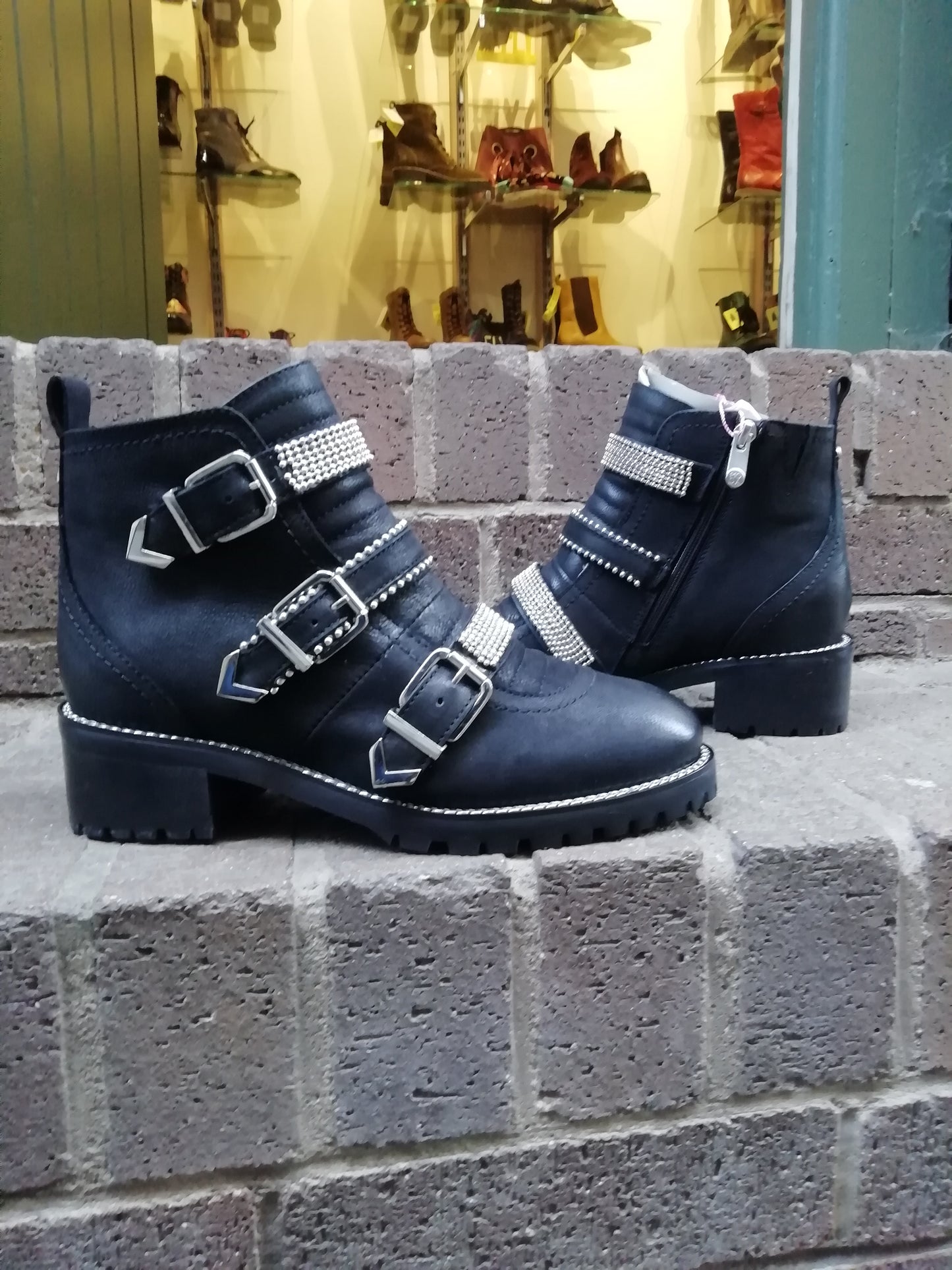Moda In Pelle Bexxie Black Leather Buckle Ankle boot. Only sizes 4 left