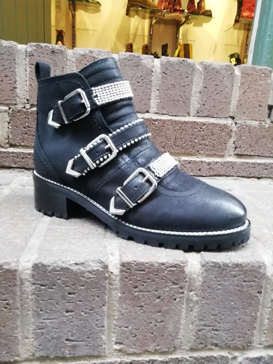 Moda In Pelle Bexxie Black Leather Buckle Ankle boot. Only sizes 4 left