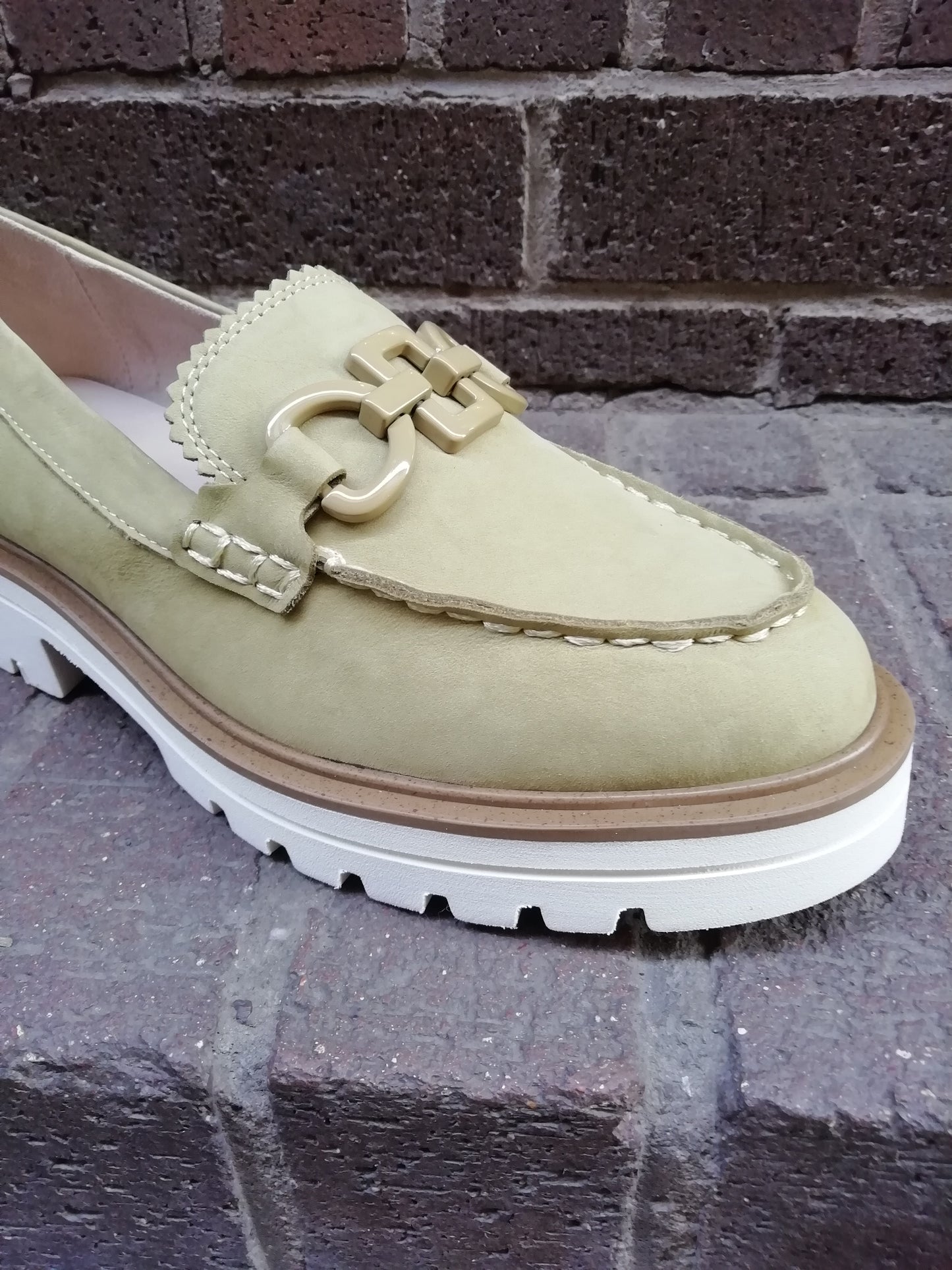 Caprice Green Nubuck Loafer. Only sizes 4 and 7.5 left.