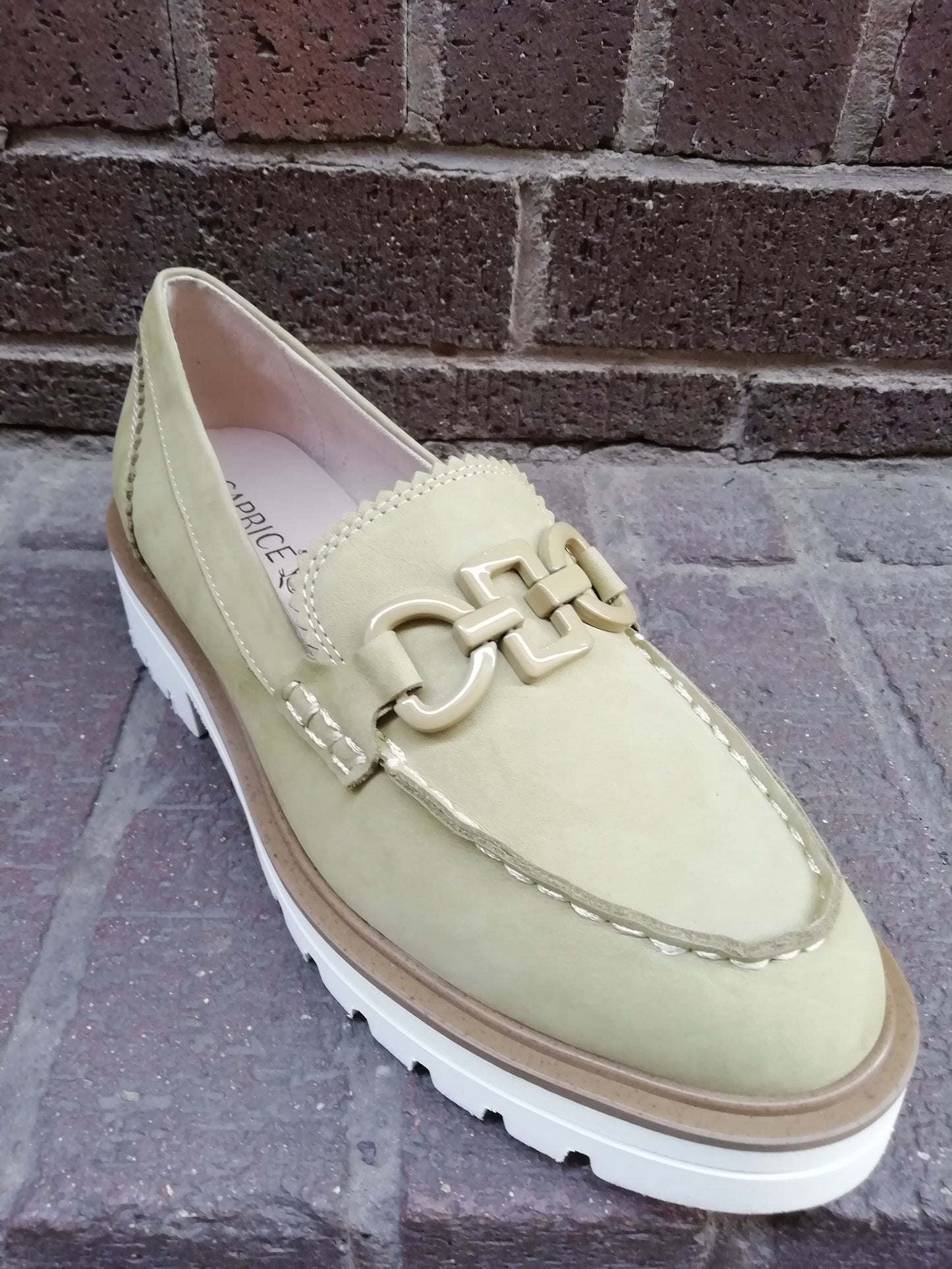 Caprice Green Nubuck Loafer. Only sizes 4 and 7.5 left.