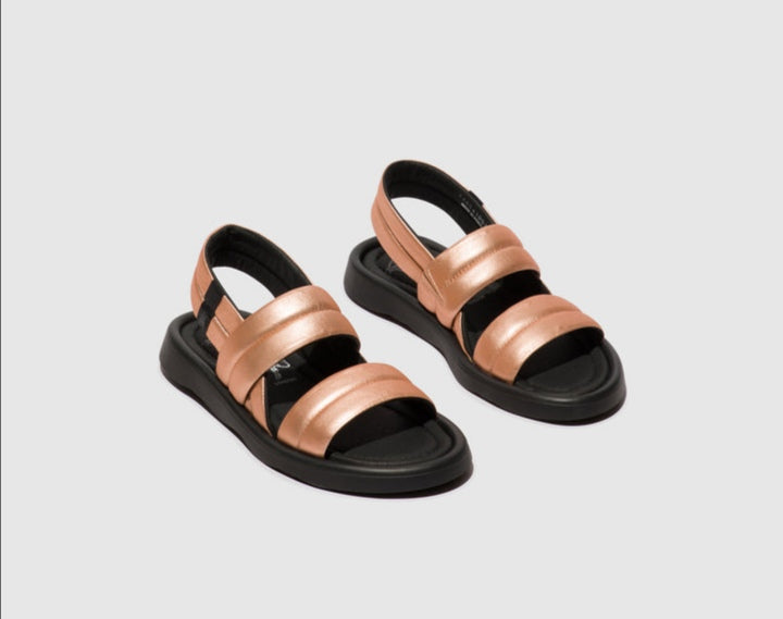 Fly London Tofy941 Idra Blush Gold sandal. Only size 4 left
