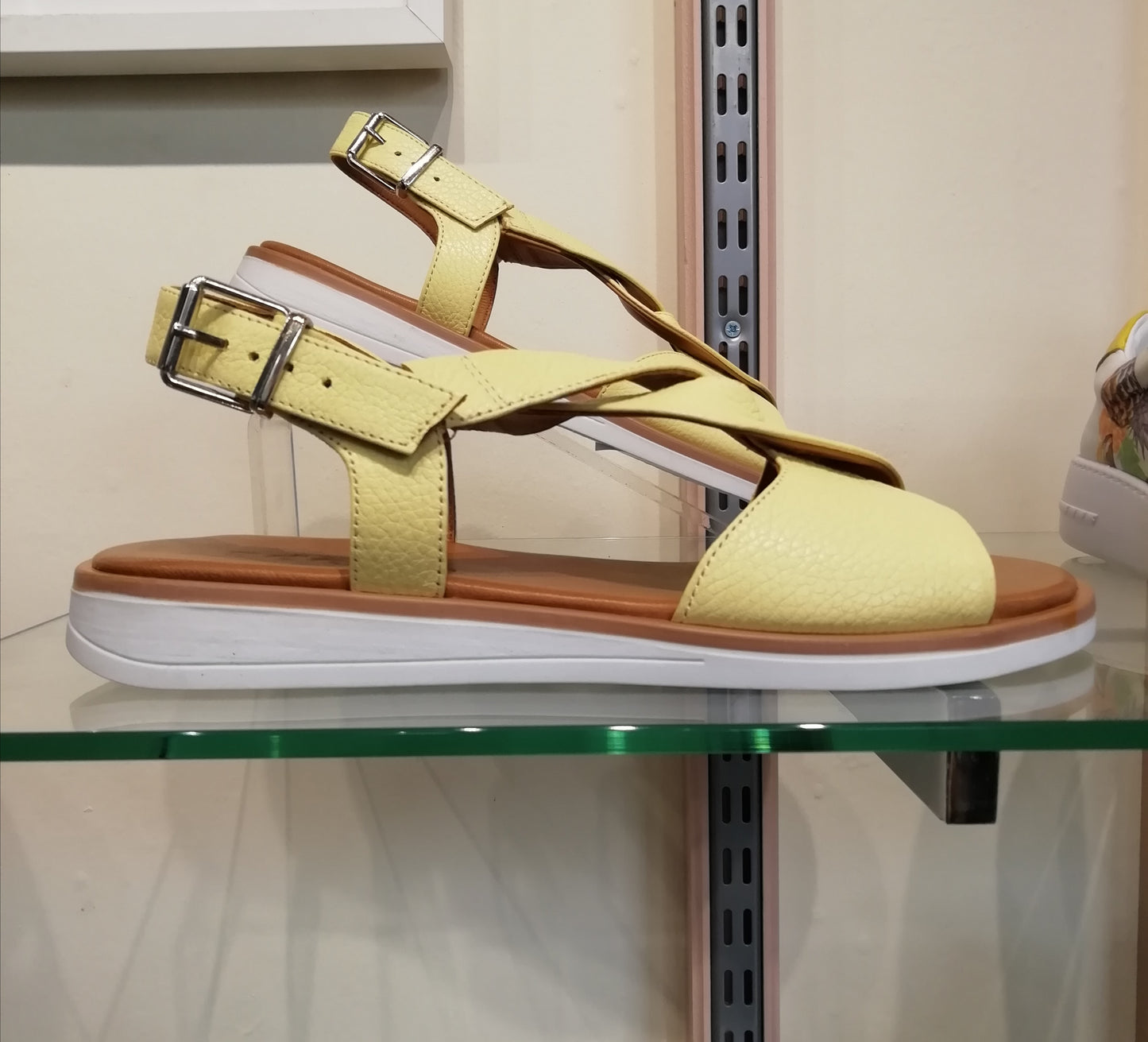 Adesso Daisy Lemon Leather Sandal with buckle. Only 4 and 8 left