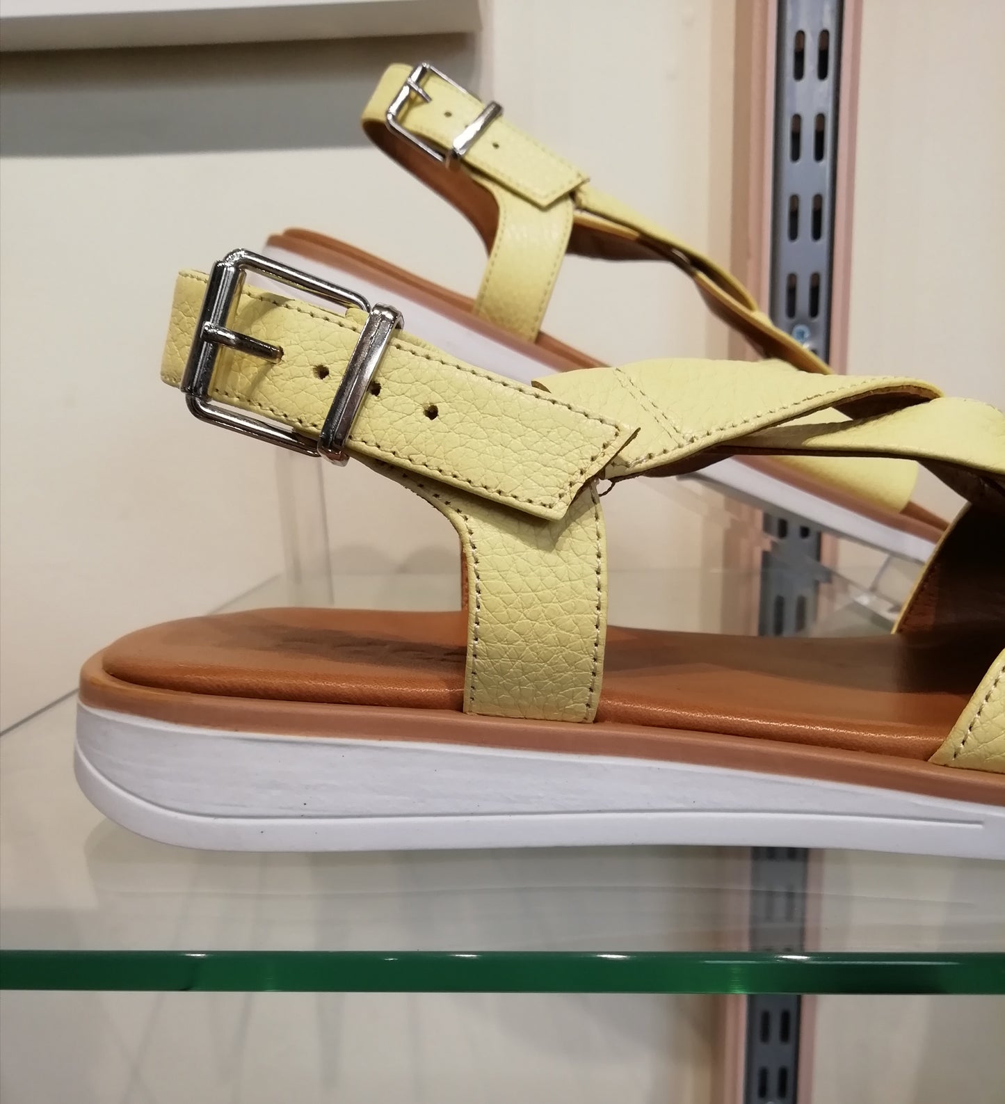 Adesso Daisy Lemon Leather Sandal with buckle. Only size 8 left
