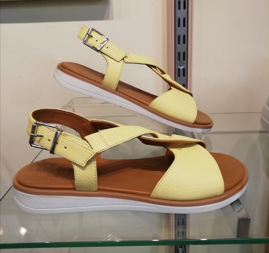 Adesso Daisy Lemon Leather Sandal with buckle. Only 4 and 8 left
