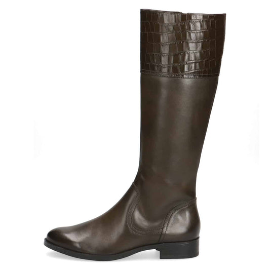 Caprice Long Hunter Croc Top Leather Boot