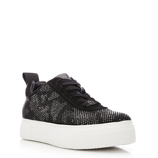 Moda In Pelle Alonzi Black Snake Embellished Trainer Only 3 left