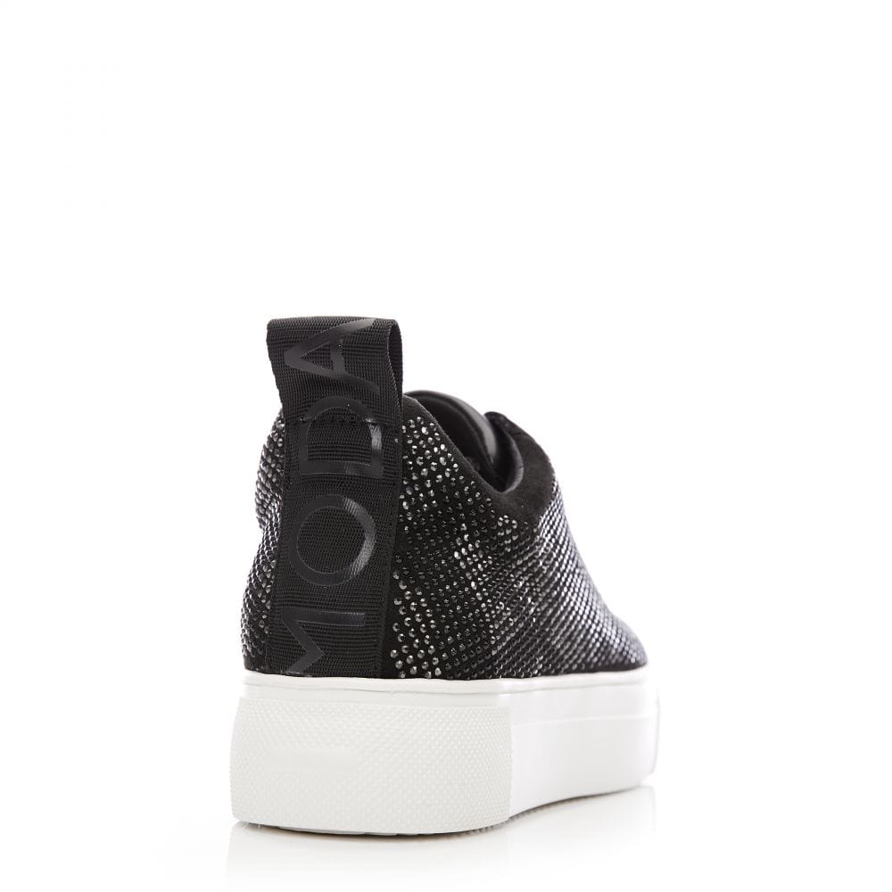 Moda In Pelle Alonzi Black Snake Embellished Trainer Only 3 left
