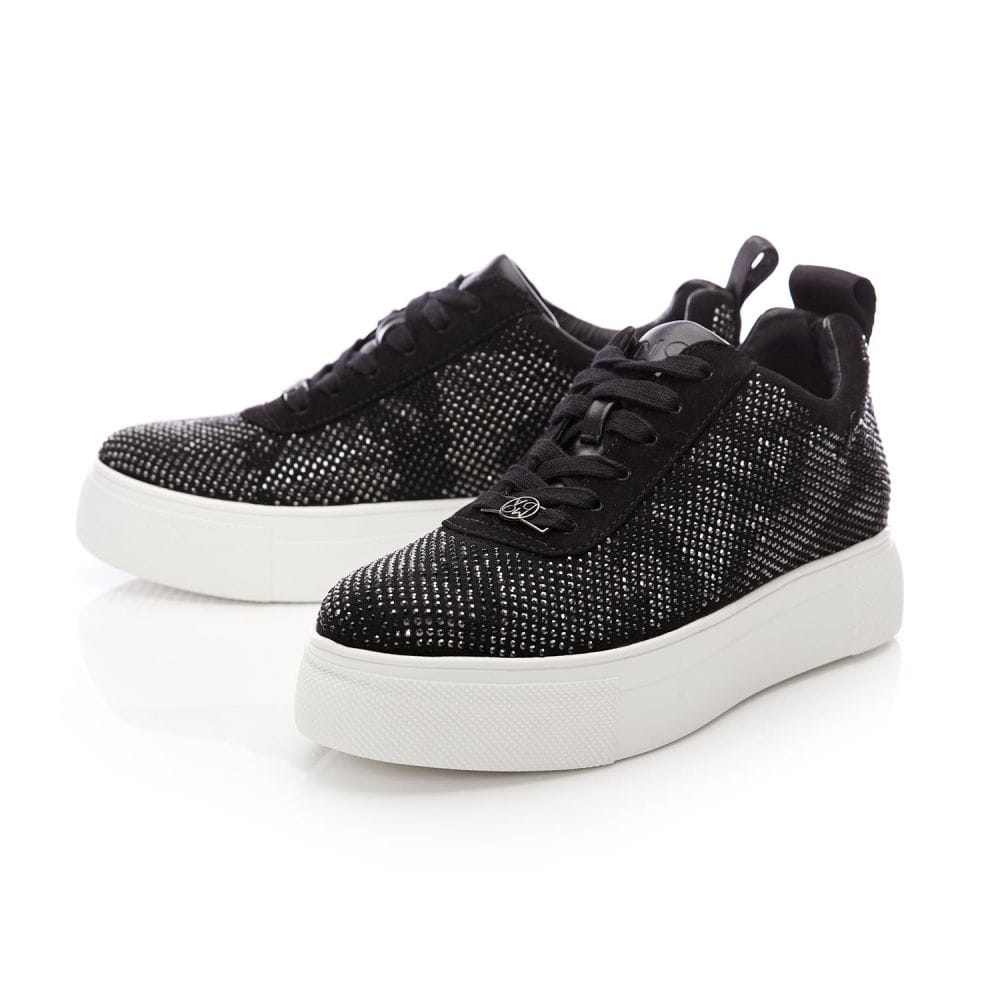 Moda In Pelle Alonzi Black Snake Embellished Trainer Only 3 left
