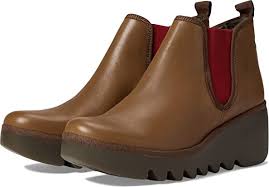 Fly London Byne349 Cuoio Arkansas Tan Chelsea boot with red elastic panel. Only size 8