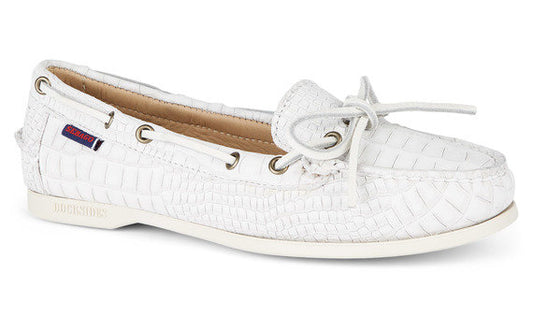 Sebago Nina Scaly Waxed White Deck Shoes Only sizes 5 and 7 left